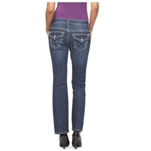 PAISLEY SKY stylist trendy low rise bootcut big stitch jeans dark denim wash -8